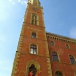"Die Alte Post brick building in Hamburg Germany"
