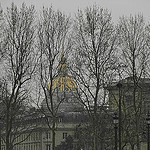 "Les Invalides in Paris in wintry haze"