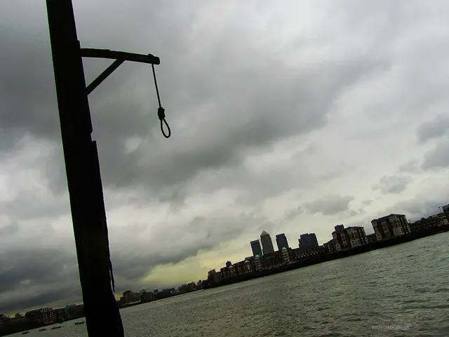 "A pole with a noose in the London Docklands among the ghosts of London past"