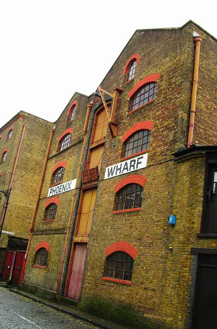 "An old dock warehouse in the London Docklands among the ghosts of London past"