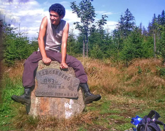 "Easy Hiker Jr posing in his baptism of nature hike in Germany"