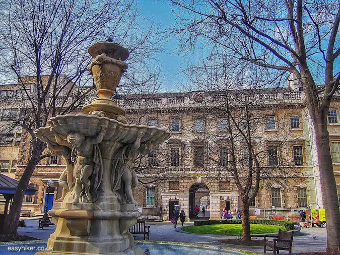 "entrance to St Barts hospital on a London walk not for the fainthearted"