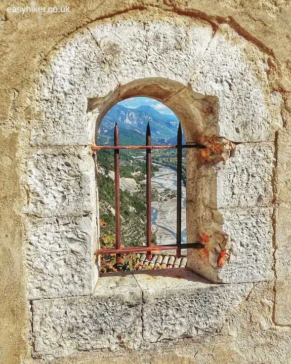 "view from prison cell in the citadel in Entrevaux - take the Train des Pignes"