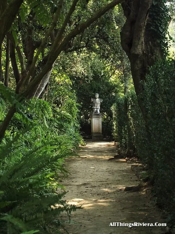 "one of the may statues in the Serre de La Madone Garden"