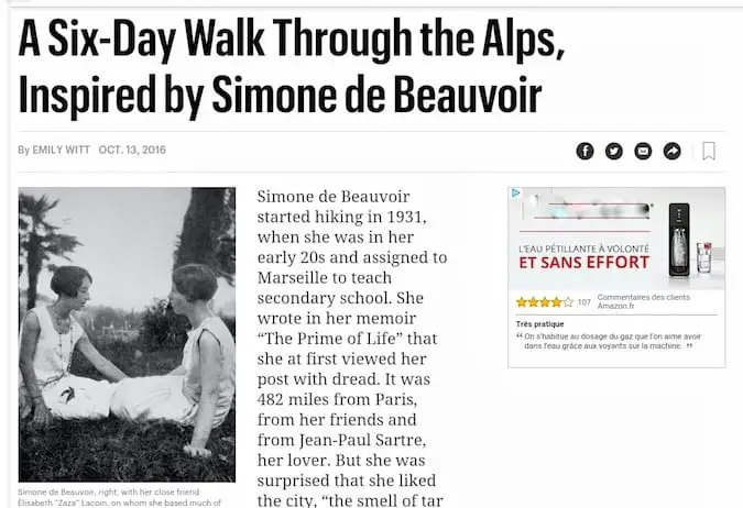 "Tips for your Travel Adventures for 2017 from Simone de Beauvoir"