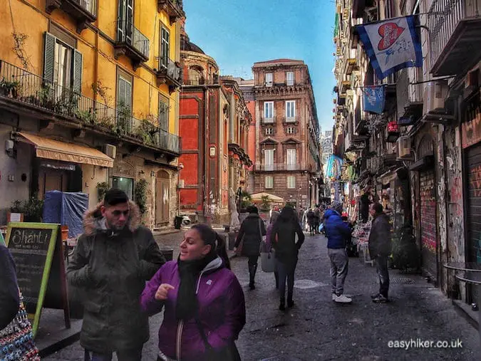 "lively street in Naples on a short Winter Holiday"