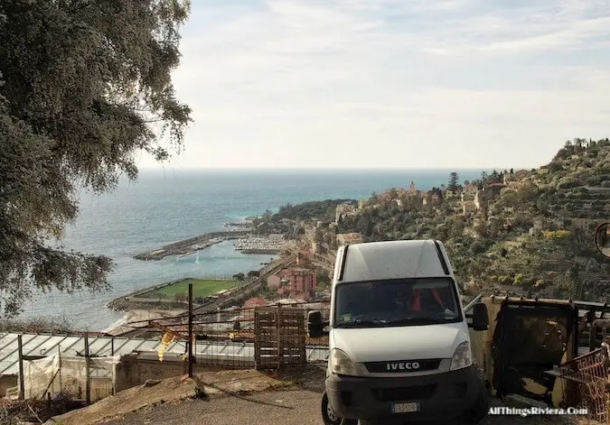 "photobombed views when Hiking the Steep Bordighera Hills"