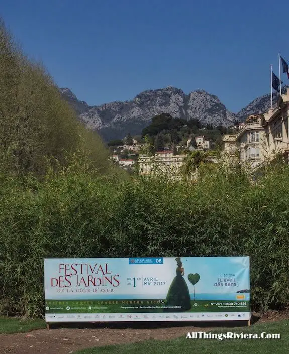 "Sign announcing the Very First French Riviera Garden Festival"