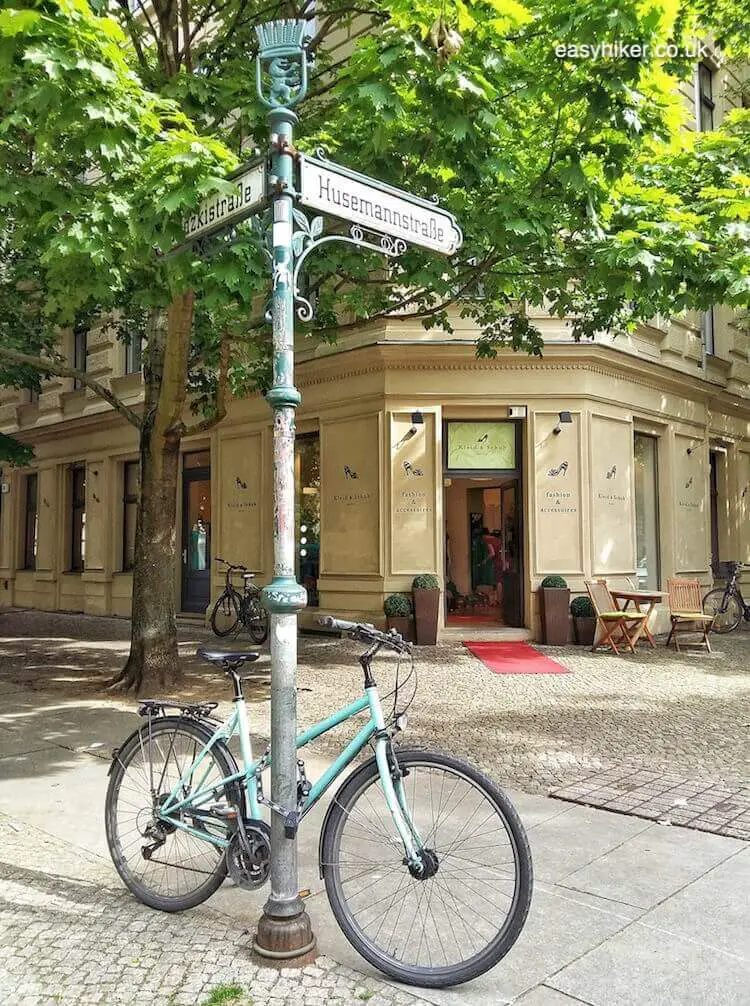 "parked bike in a street where you can find the spirit of Bohemian Berlin"