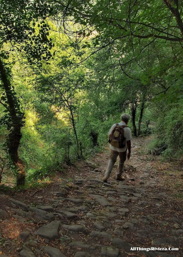 "trail from Castel Vittorio to Pigna -easiest of easy hikes in Liguria"