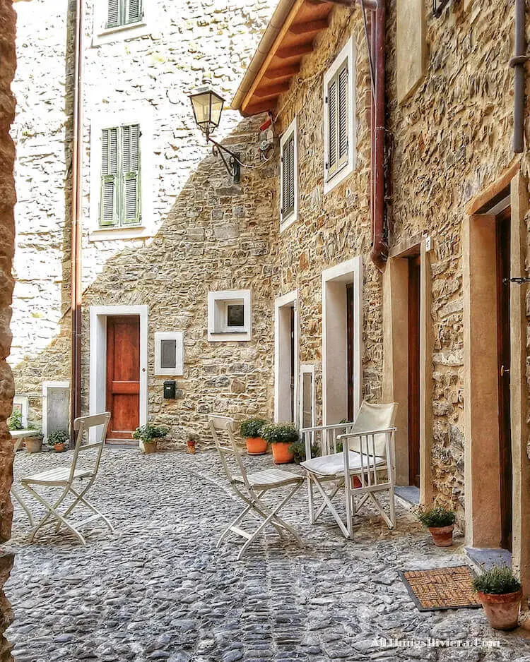 "courtyard in Castel Vittorio - easiest of easy hikes in Liguria"