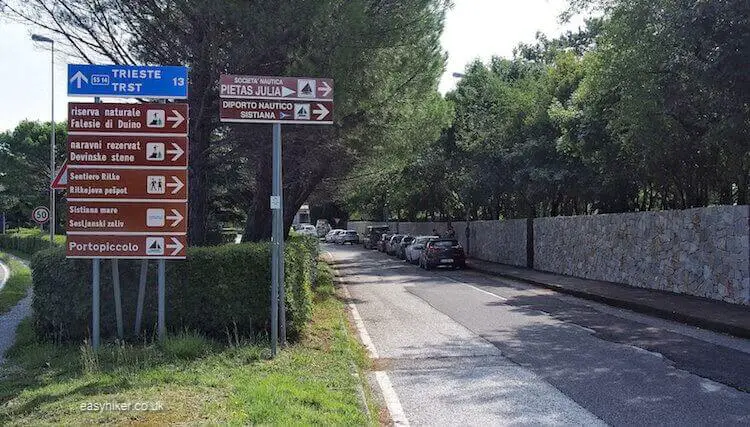 "trailhead junction of Sentiero Rilke - Walking with Rainer Maria Rilke in Trieste"