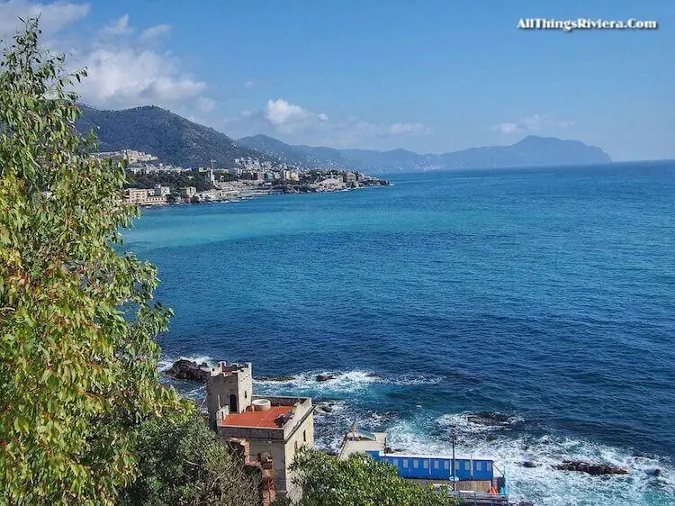"view of deep blue sea from Boccadasse"