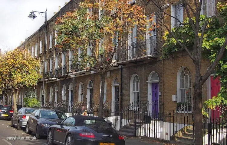 "houses seen on a gentrified London walk"