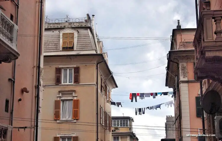 "Laundry hanging in the air in Sampierdarena"