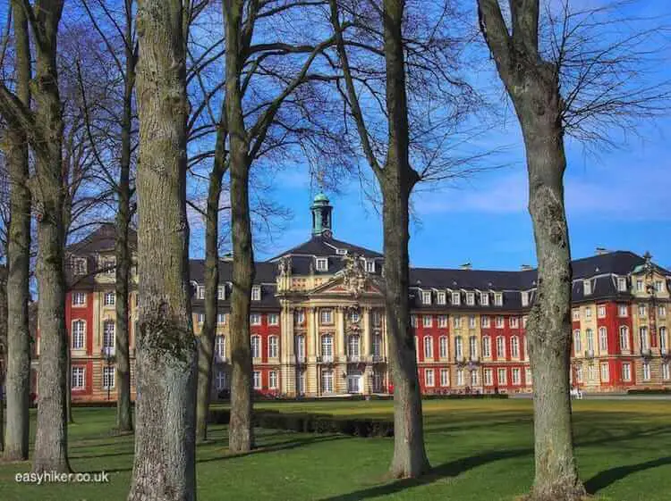 "Former Bishop's palace in Muenster along the a wall walk"