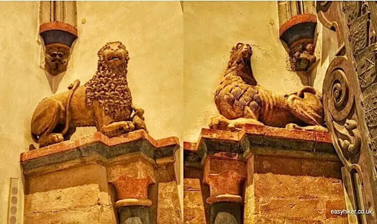 "2 lions guarding entrance of St Gereon church -Romanesque churches of Cologne"
