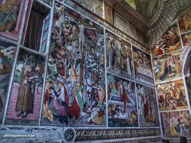 "murals inside Notre Dame des Fontaines"
