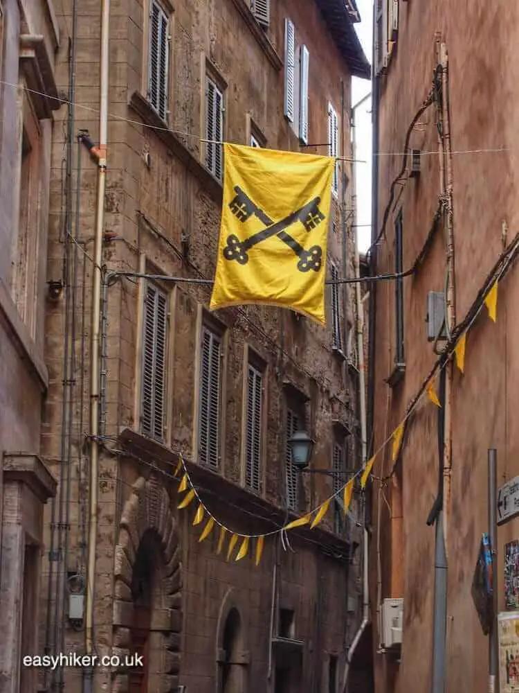 "yellow flag of San Pietro quarter in Perugia"
