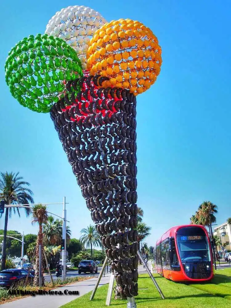 "Fruitee ice cream cone - art along Nice Tramway line 2"