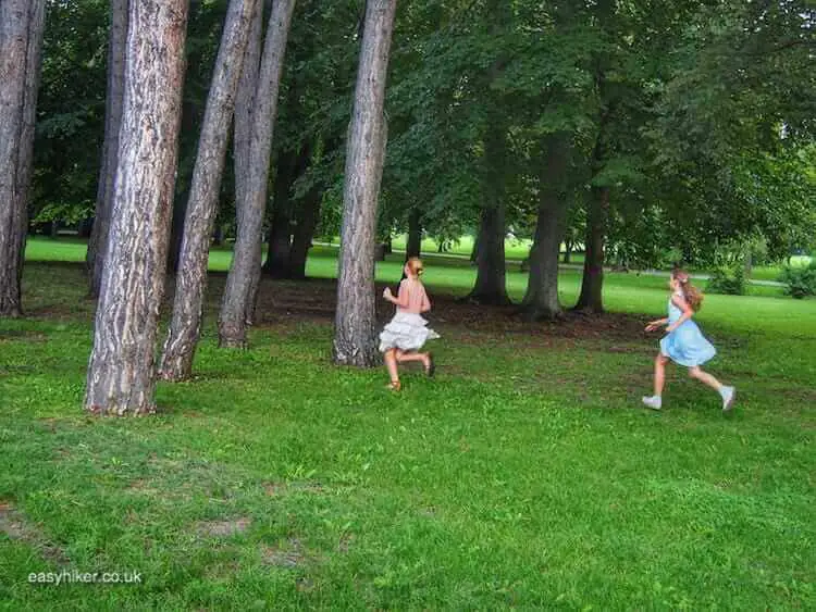 "playing in the park on a Walk Along the Banks of the Danube in Budapest"