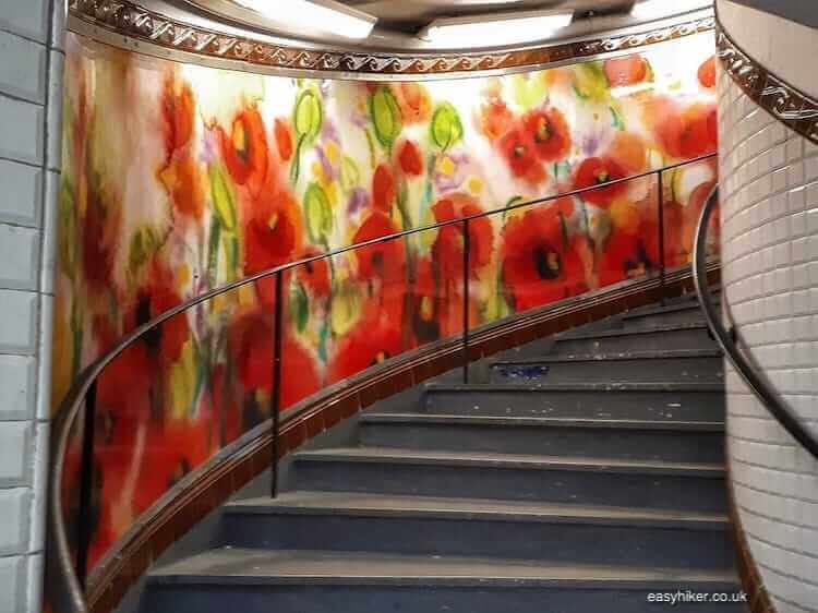 "splash of colour in metro Abbesses in Montmartre"