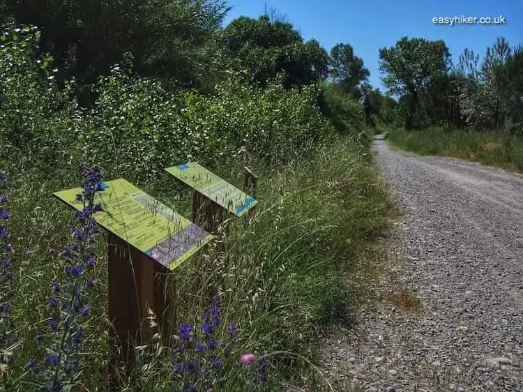 "panels to read on a river walk along the Var"