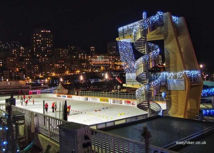 "The piscine in Monaco as skating rink - Christmas Markets in the French RivieraChristmas Markets in the French Riviera