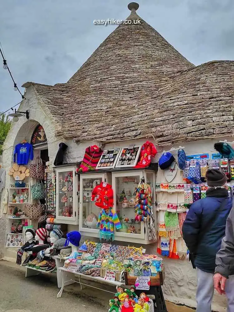 "tourist shops on in trulli in Alberobello"